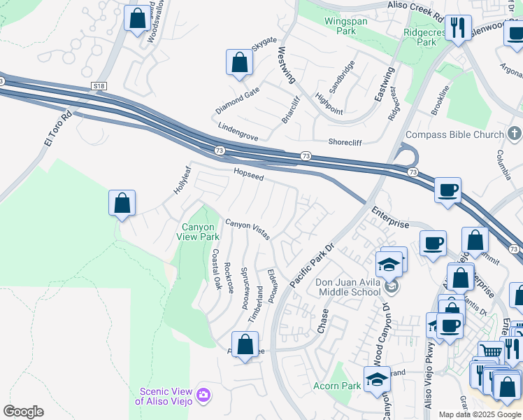 map of restaurants, bars, coffee shops, grocery stores, and more near 29 Golden Rain in Aliso Viejo