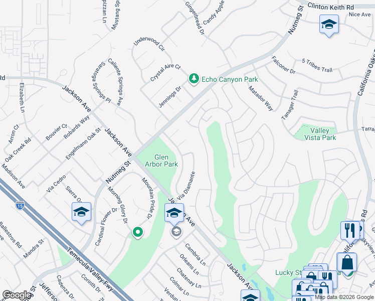 map of restaurants, bars, coffee shops, grocery stores, and more near 23839 Vía De Gema Linda in Murrieta