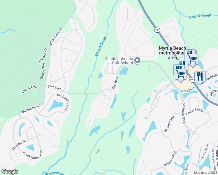 map of restaurants, bars, coffee shops, grocery stores, and more near 2003 Rock Bed Court in Murrells Inlet