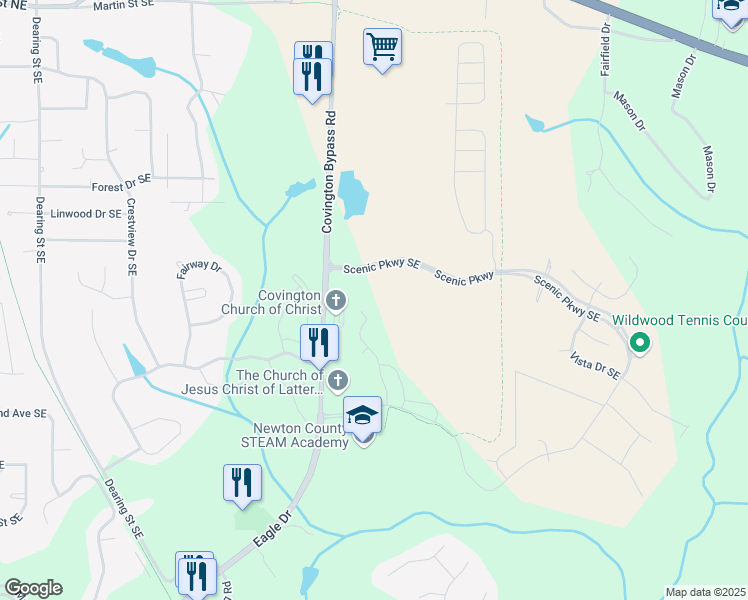 map of restaurants, bars, coffee shops, grocery stores, and more near 9431 Doctor Martin Luther King Junior Avenue in Covington