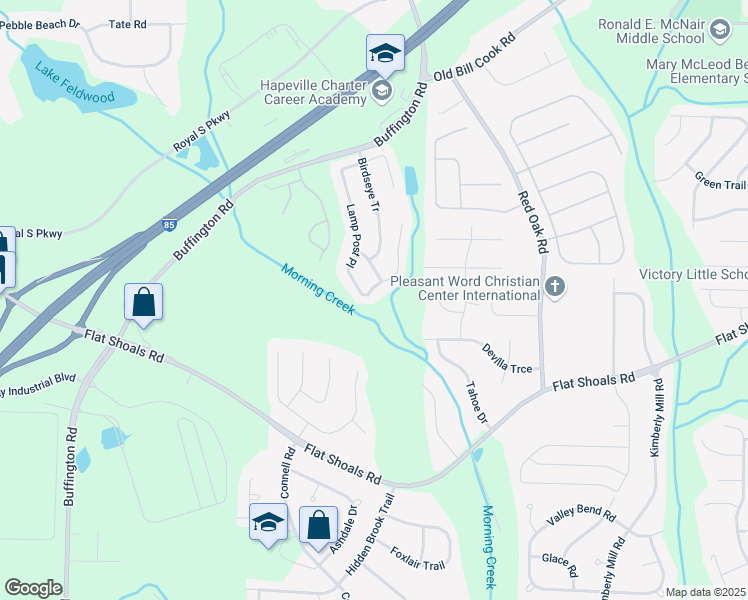 map of restaurants, bars, coffee shops, grocery stores, and more near 6251 Lamp Post Place in Atlanta