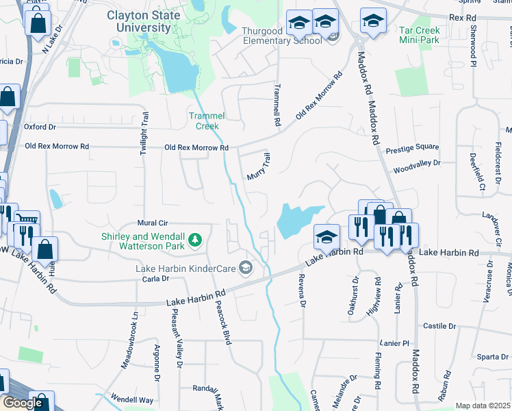 map of restaurants, bars, coffee shops, grocery stores, and more near 6216 Florence Drive in Morrow