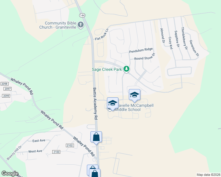 map of restaurants, bars, coffee shops, grocery stores, and more near 4074 Stone Pass Drive in Graniteville