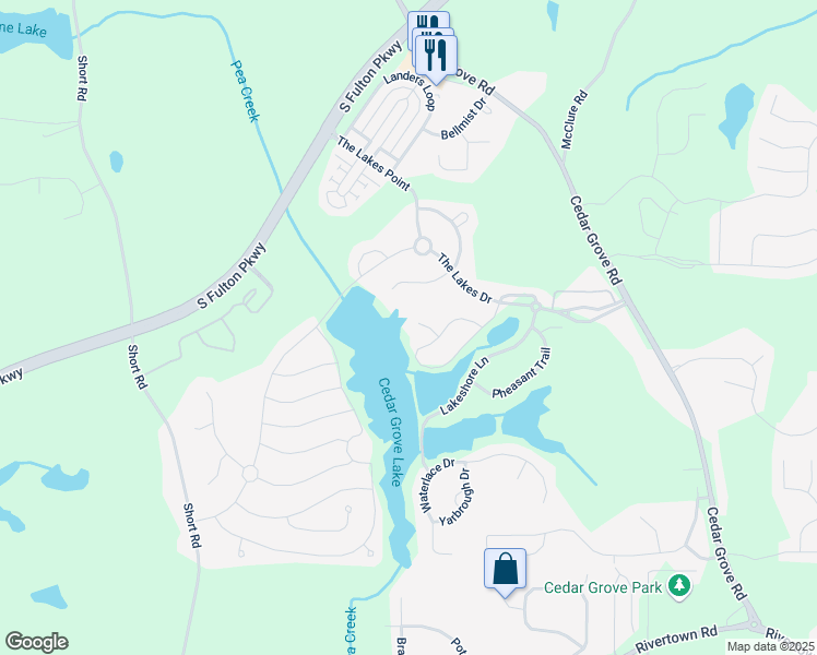 map of restaurants, bars, coffee shops, grocery stores, and more near 633 Herron Court in Fairburn
