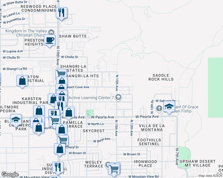 map of restaurants, bars, coffee shops, grocery stores, and more near 1518 West Mercer Lane in Phoenix