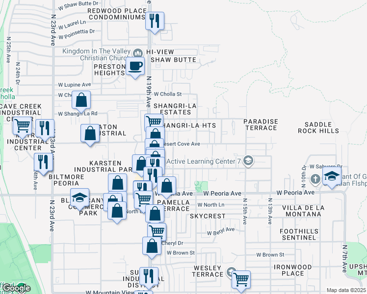 map of restaurants, bars, coffee shops, grocery stores, and more near 10826 North 17th Drive in Phoenix