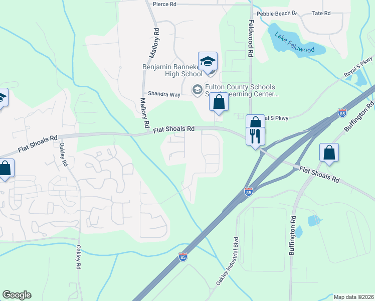 map of restaurants, bars, coffee shops, grocery stores, and more near 6205 Shoals Loop in Union City