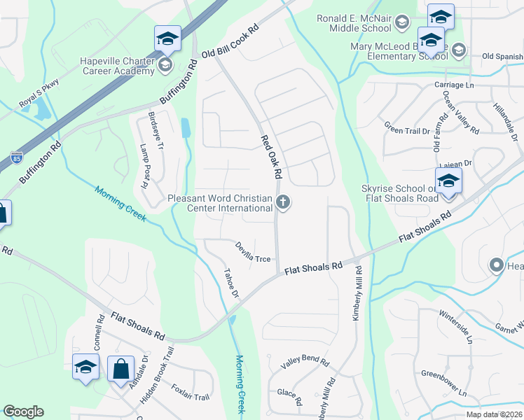 map of restaurants, bars, coffee shops, grocery stores, and more near 825 Marcus Nyah Ct in Atlanta