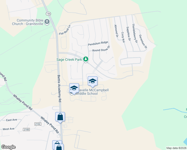 map of restaurants, bars, coffee shops, grocery stores, and more near 3002 Rockwell Court in Graniteville
