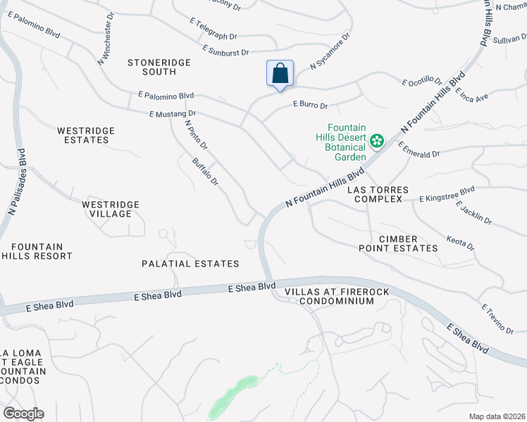 map of restaurants, bars, coffee shops, grocery stores, and more near 10814 North Pinto Drive in Fountain Hills