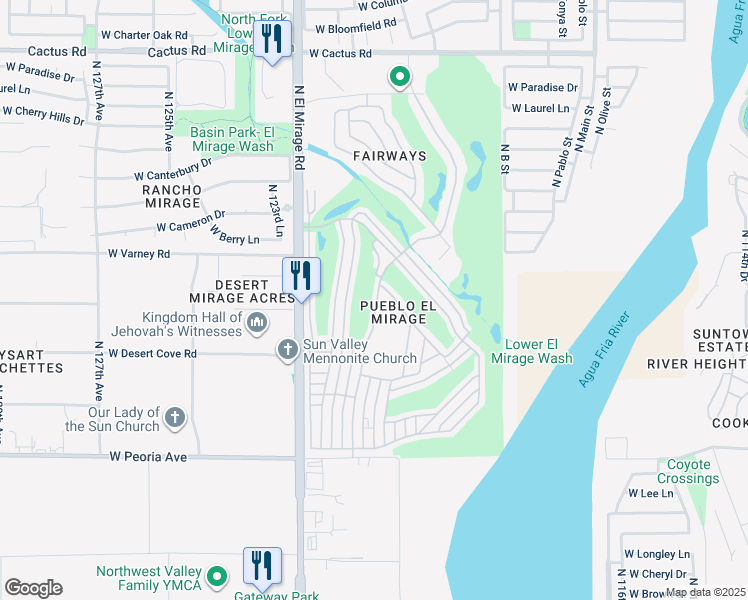 map of restaurants, bars, coffee shops, grocery stores, and more near 11201 North El Mirage Road in El Mirage