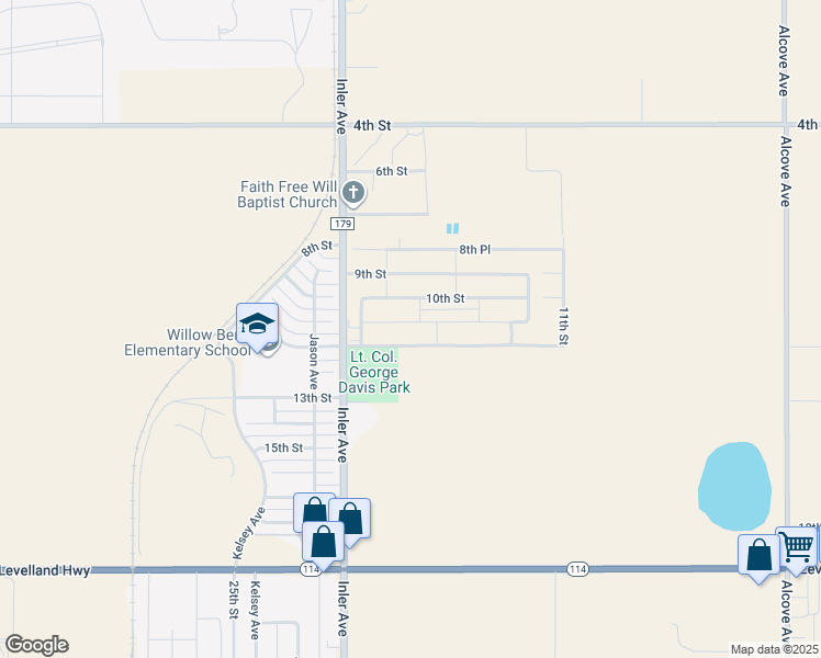 map of restaurants, bars, coffee shops, grocery stores, and more near 8600 15th Street in Lubbock