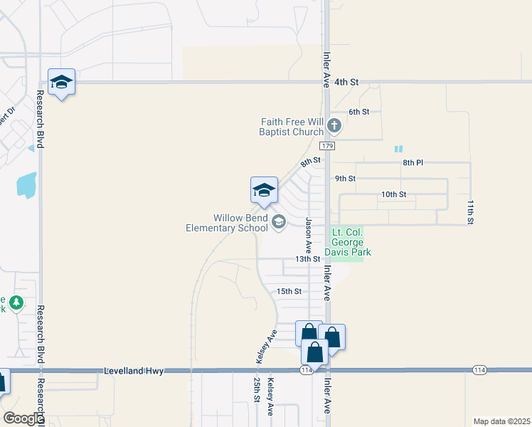 map of restaurants, bars, coffee shops, grocery stores, and more near 8816 13th Street in Lubbock