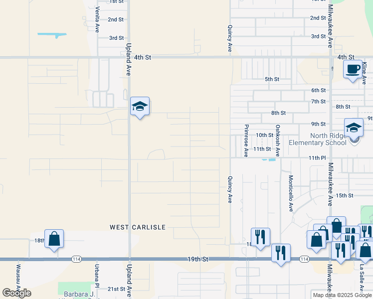 map of restaurants, bars, coffee shops, grocery stores, and more near 7250-7298 12th Street in Lubbock
