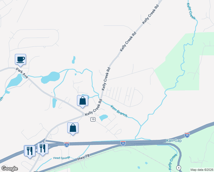 map of restaurants, bars, coffee shops, grocery stores, and more near 2010 Kelly Creek Court in Moody