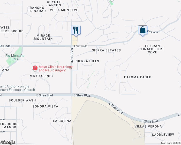 map of restaurants, bars, coffee shops, grocery stores, and more near 10959 North 137th Street in Scottsdale