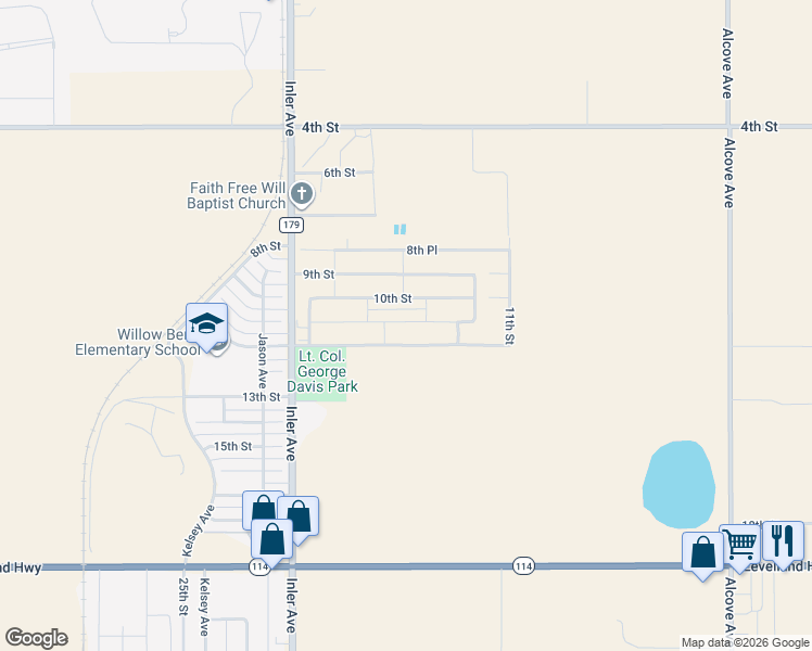 map of restaurants, bars, coffee shops, grocery stores, and more near 8600 15th Street in Lubbock