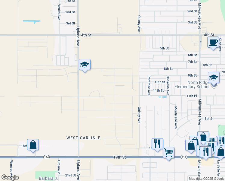 map of restaurants, bars, coffee shops, grocery stores, and more near 7250-7298 12th Street in Lubbock