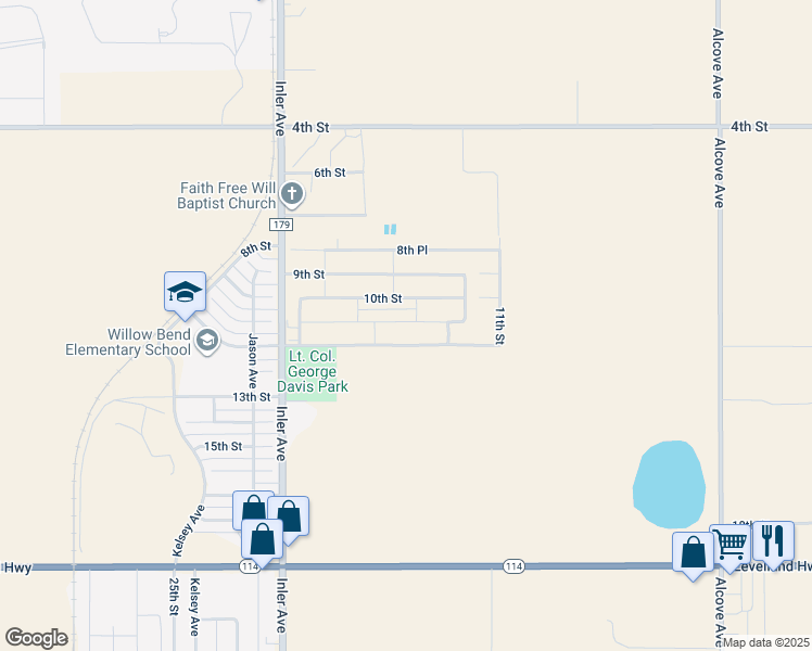 map of restaurants, bars, coffee shops, grocery stores, and more near 8600 15th Street in Lubbock