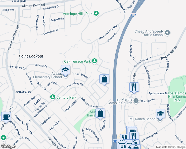 map of restaurants, bars, coffee shops, grocery stores, and more near 39135 Vía Las Sintras in Murrieta