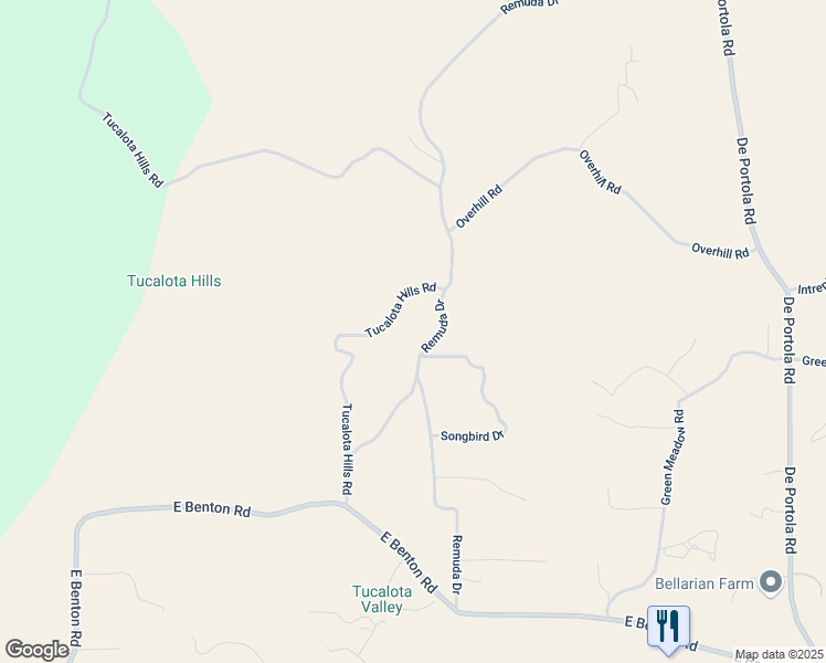 map of restaurants, bars, coffee shops, grocery stores, and more near 37105 Remuda Drive in Temecula