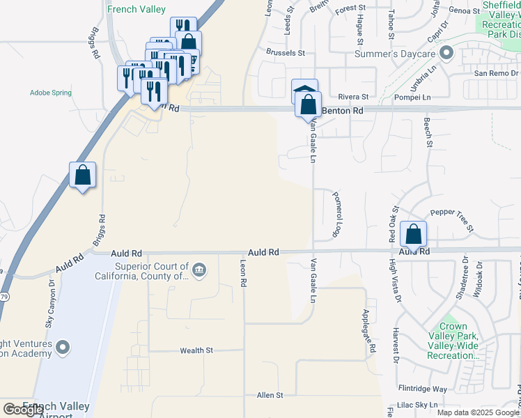 map of restaurants, bars, coffee shops, grocery stores, and more near 32625 Auld Road in Winchester