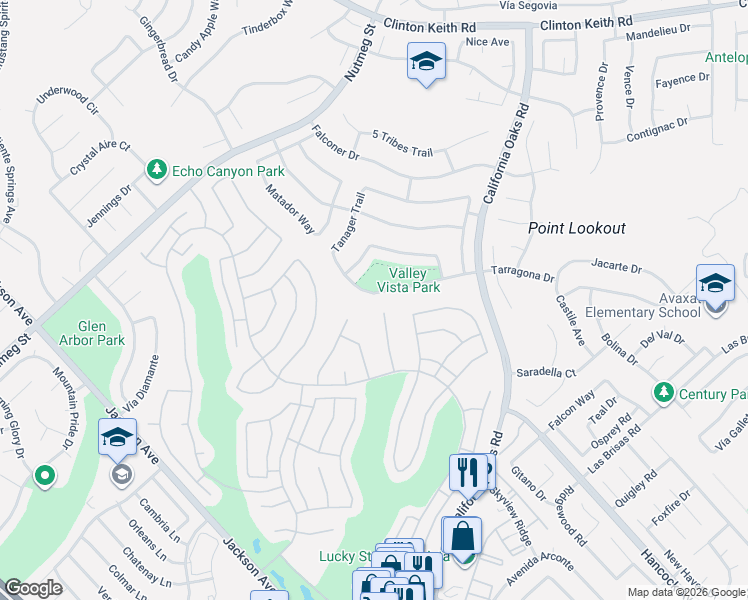 map of restaurants, bars, coffee shops, grocery stores, and more near 24015 Morning Dove Lane in Murrieta