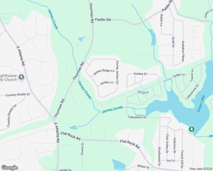 map of restaurants, bars, coffee shops, grocery stores, and more near 612 Kinley Lane in Stockbridge