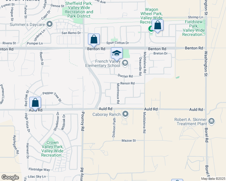 map of restaurants, bars, coffee shops, grocery stores, and more near 36800 Rancho Kkiel Road in Winchester