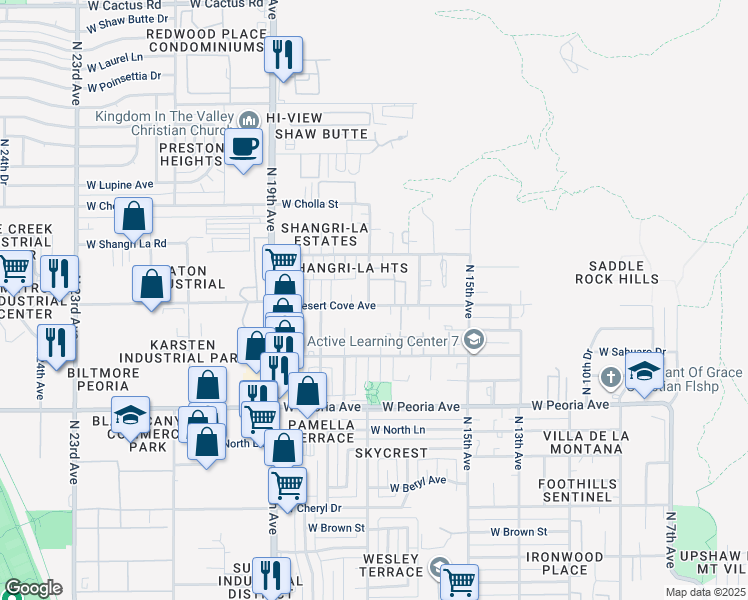 map of restaurants, bars, coffee shops, grocery stores, and more near 11019 North 17th Avenue in Phoenix