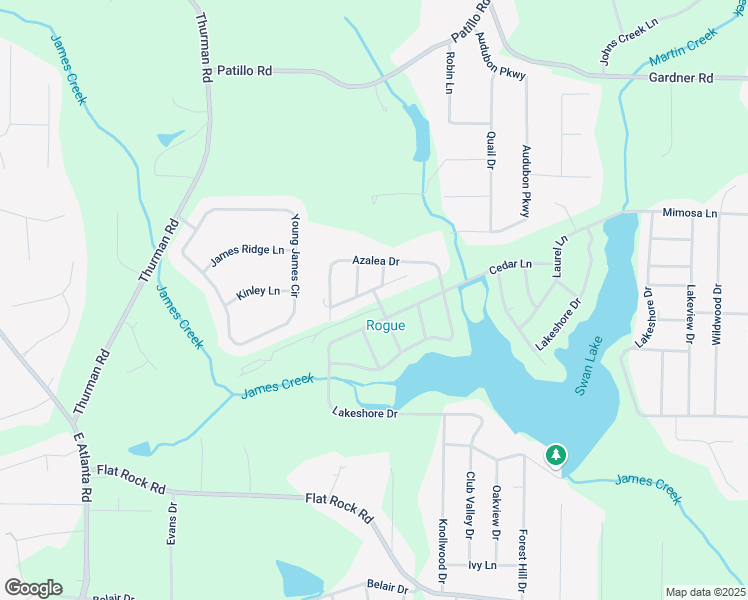 map of restaurants, bars, coffee shops, grocery stores, and more near 418 Honeysuckle Lane in Stockbridge