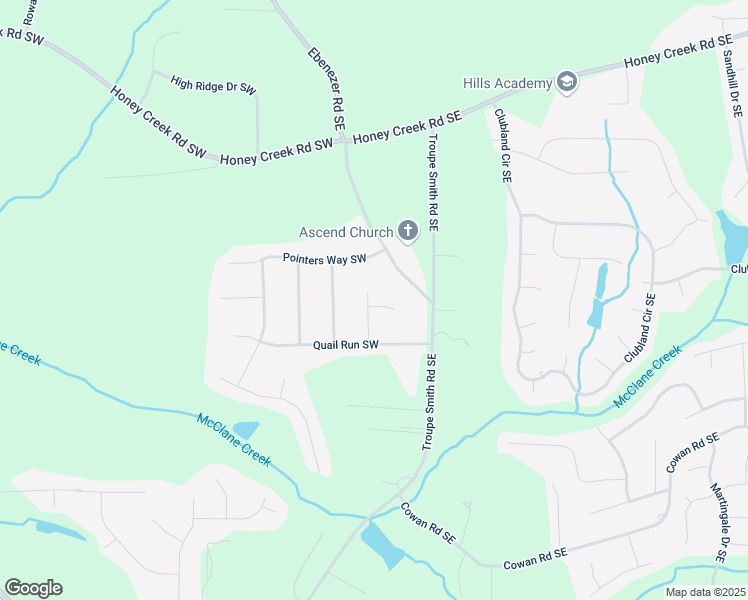 map of restaurants, bars, coffee shops, grocery stores, and more near 3867 Partridge Place Southwest in Conyers