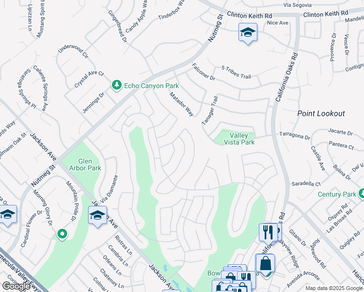 map of restaurants, bars, coffee shops, grocery stores, and more near 23898 Vía Pamilla in Murrieta