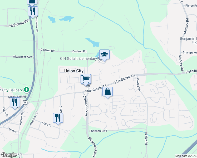 map of restaurants, bars, coffee shops, grocery stores, and more near 4645 Shannon Court in Union City