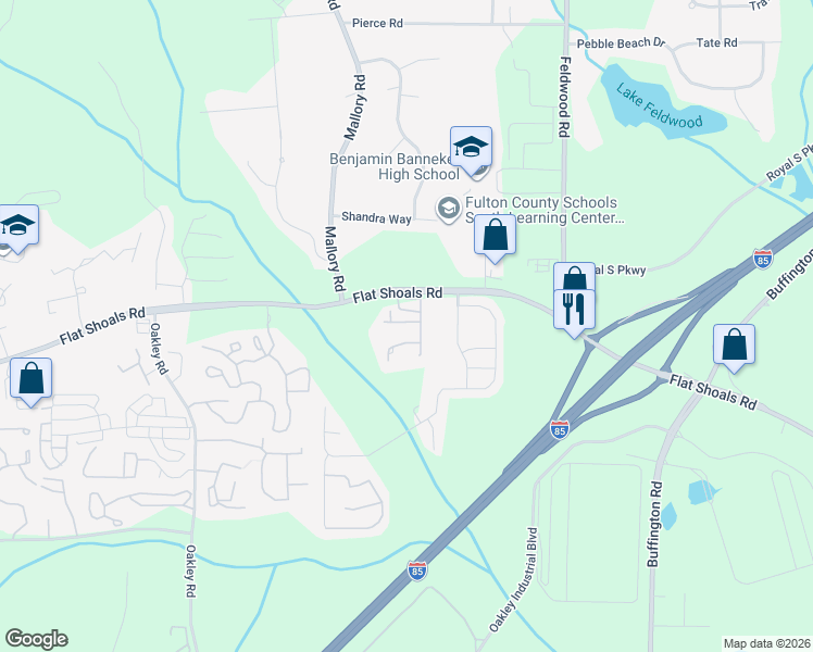 map of restaurants, bars, coffee shops, grocery stores, and more near 4135 Shoals Point in Union City