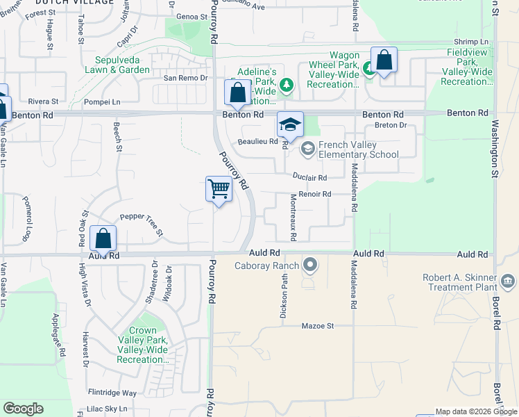 map of restaurants, bars, coffee shops, grocery stores, and more near 36859 Rancho Kkiel Road in Winchester