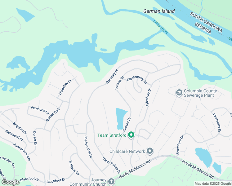 map of restaurants, bars, coffee shops, grocery stores, and more near 5041 Sussex Drive in Evans