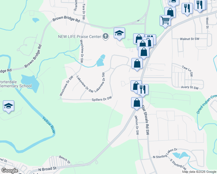 map of restaurants, bars, coffee shops, grocery stores, and more near 8189 Spillers Drive Southwest in Covington