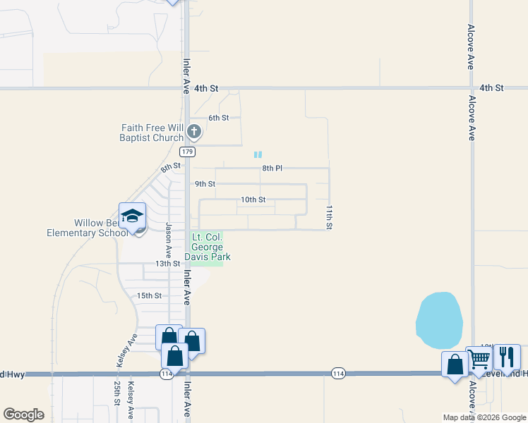 map of restaurants, bars, coffee shops, grocery stores, and more near 8601 8th Street in Lubbock