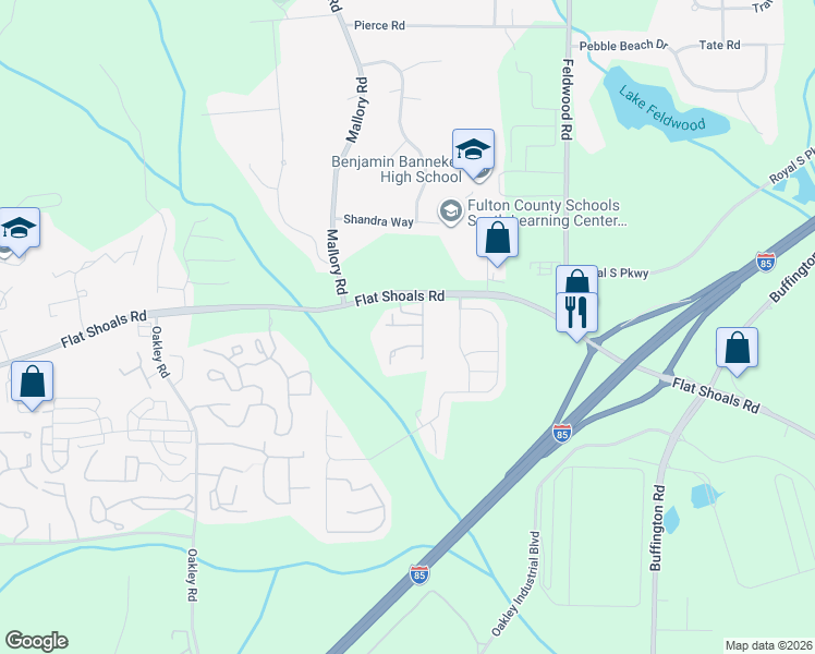 map of restaurants, bars, coffee shops, grocery stores, and more near 4135 Shoals Point in Union City