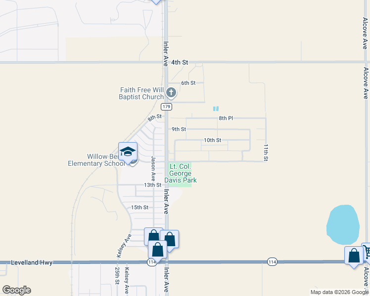 map of restaurants, bars, coffee shops, grocery stores, and more near 869-1075 Inler Avenue in Lubbock