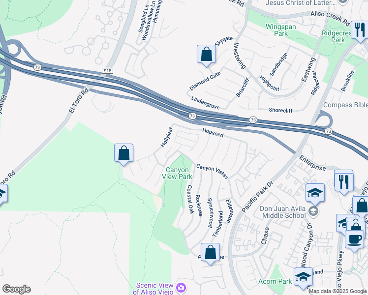 map of restaurants, bars, coffee shops, grocery stores, and more near 10 Azalea in Aliso Viejo