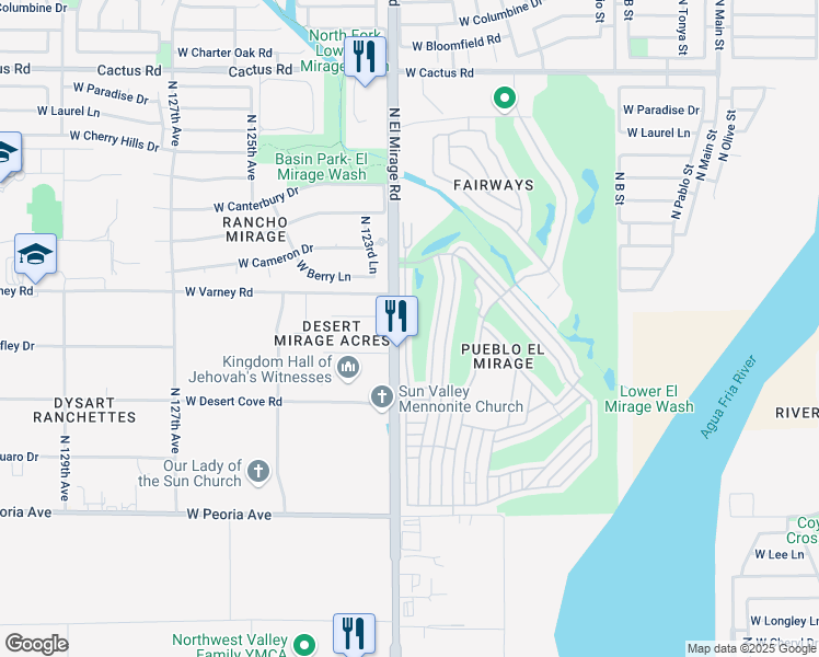 map of restaurants, bars, coffee shops, grocery stores, and more near 82 South 1st Street in El Mirage