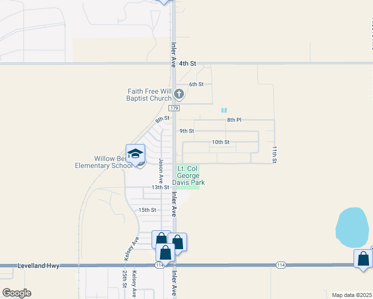 map of restaurants, bars, coffee shops, grocery stores, and more near 869-1075 Inler Avenue in Lubbock