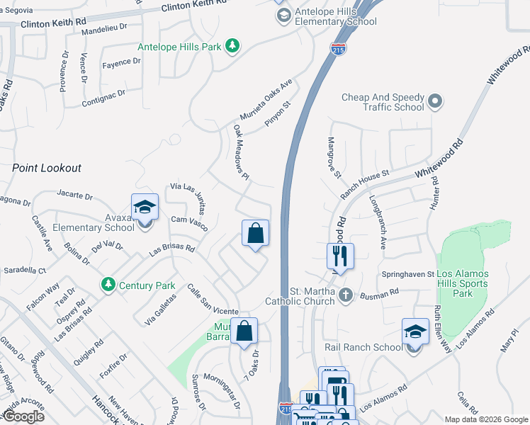 map of restaurants, bars, coffee shops, grocery stores, and more near 36806 Wax Myrtle Place in Murrieta
