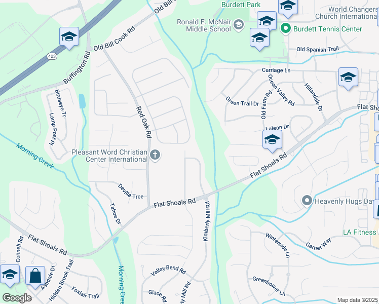 map of restaurants, bars, coffee shops, grocery stores, and more near 3068 Elmwood Court in College Park