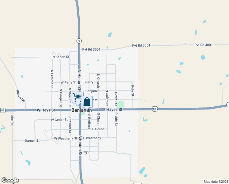 map of restaurants, bars, coffee shops, grocery stores, and more near 401 East Benjamin in Benjamin
