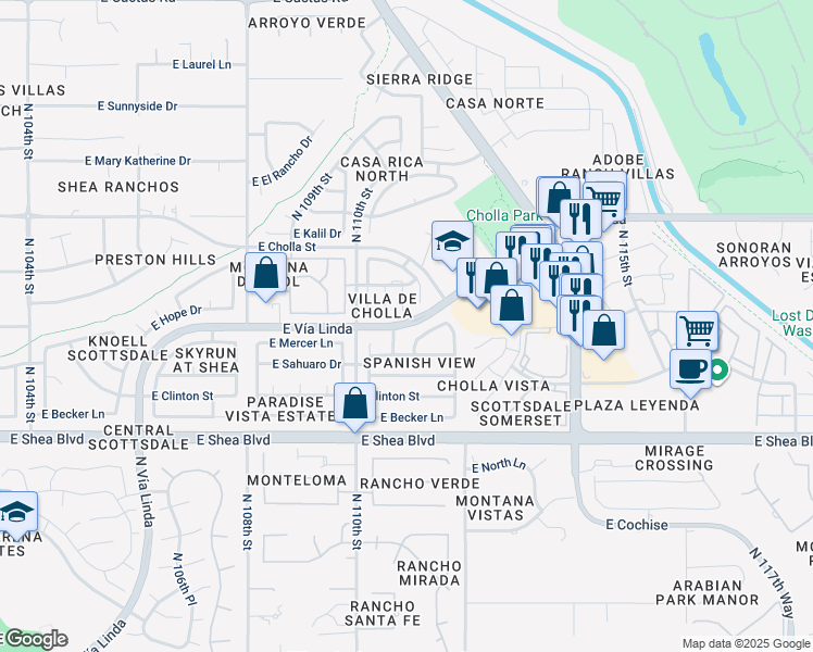 map of restaurants, bars, coffee shops, grocery stores, and more near North Scottsdale Road in Scottsdale