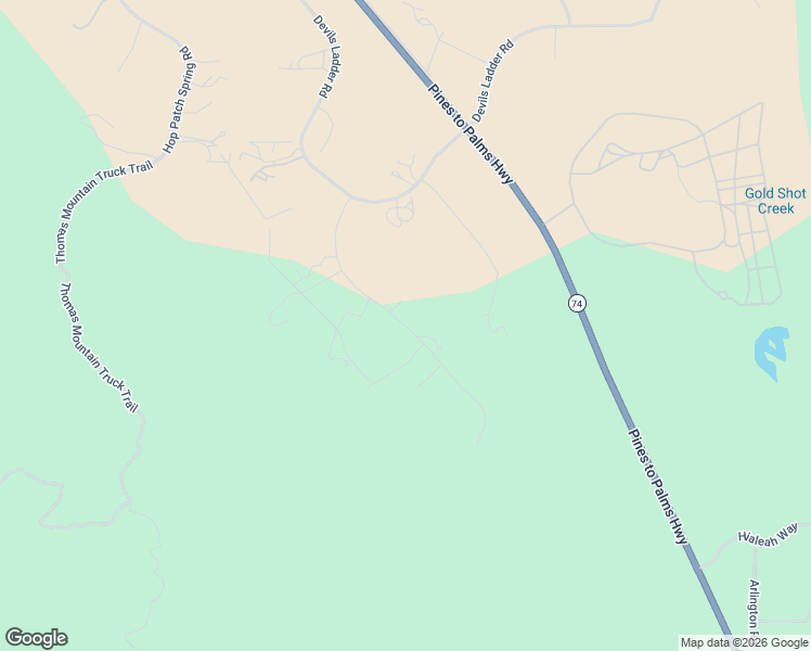 map of restaurants, bars, coffee shops, grocery stores, and more near Goldshot Creek Road in Riverside County