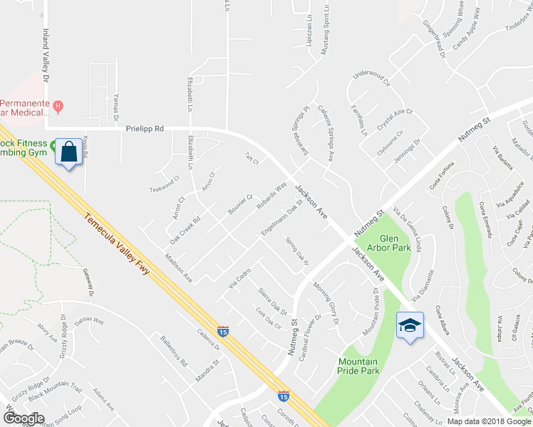 map of restaurants, bars, coffee shops, grocery stores, and more near 23600 Desert Oak Lane in Murrieta